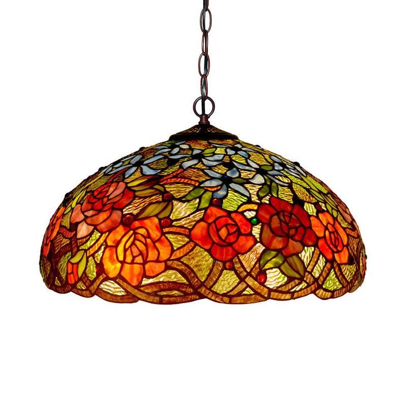 Blossom Red/Orange/Green Cut Glass Hanging Chandelier 3 Luci Bronzo Bronzo Brronzo Luce a sospensione per cucina