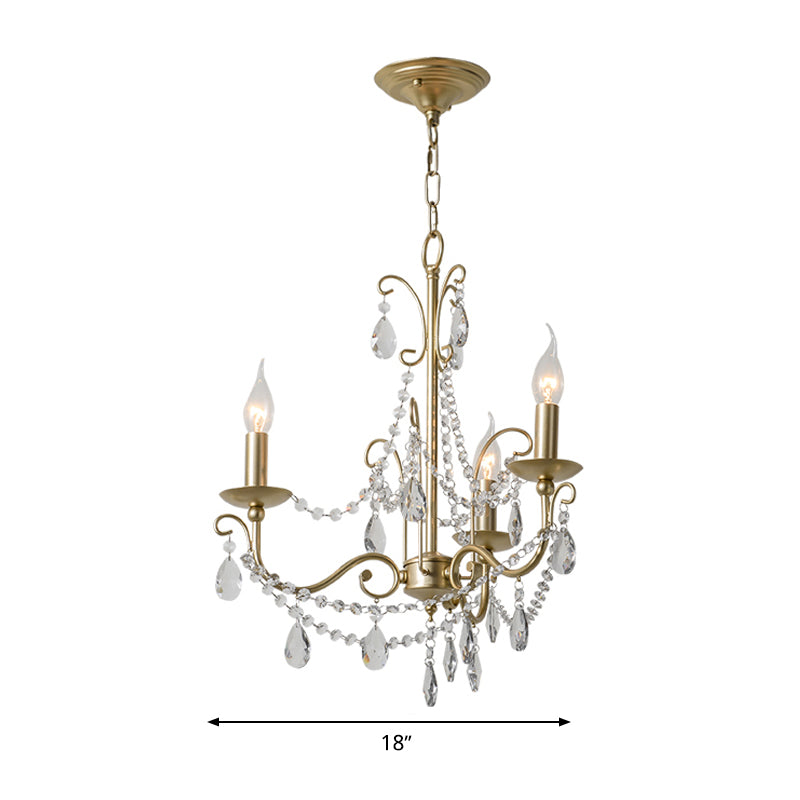Chandelier en or Pendre Light Light Rustic Crystal 3/6/8 LUMILES SOIX SOIR SORTIE LAMPE