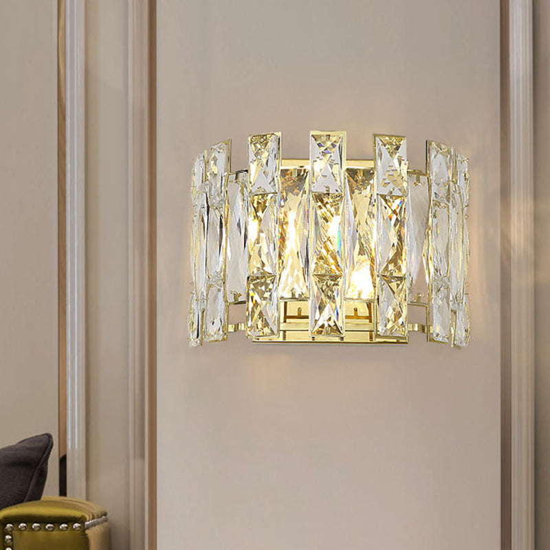 Clear Crystal Half Cilindri Sconce tradizionale 2 teste LED Apparecchiatura a parete LED, 7,5 "/10" W