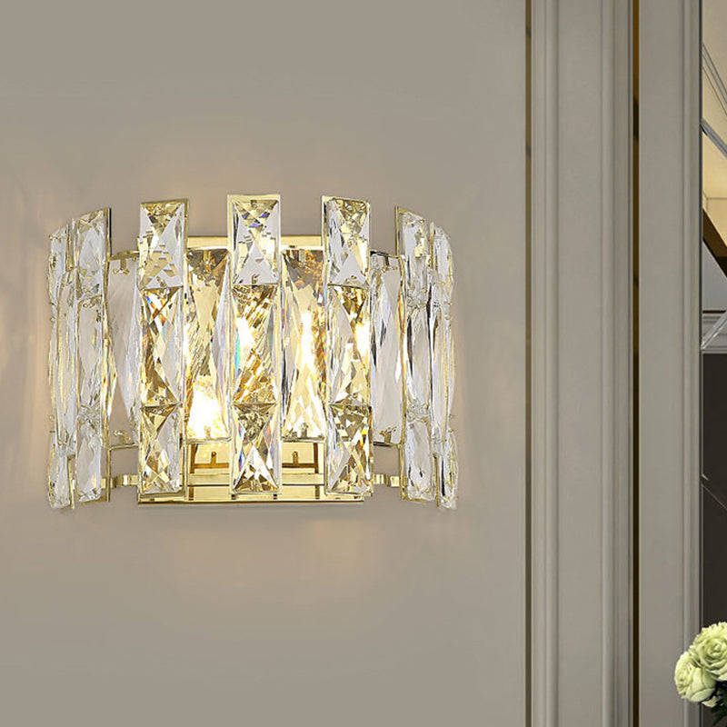 Clear Crystal Half Cilindri Sconce tradizionale 2 teste LED Apparecchiatura a parete LED, 7,5 "/10" W