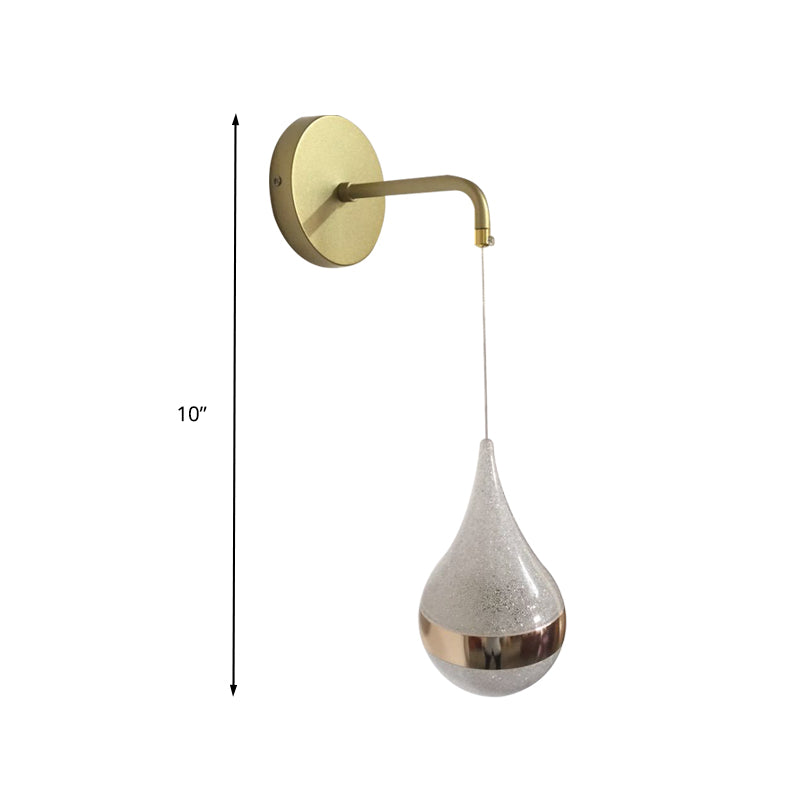 Gold Teardrop Wall Sconce Lighting Contemporary LED Crystal Wall Light Fixture in Warm/White/3 Color Light