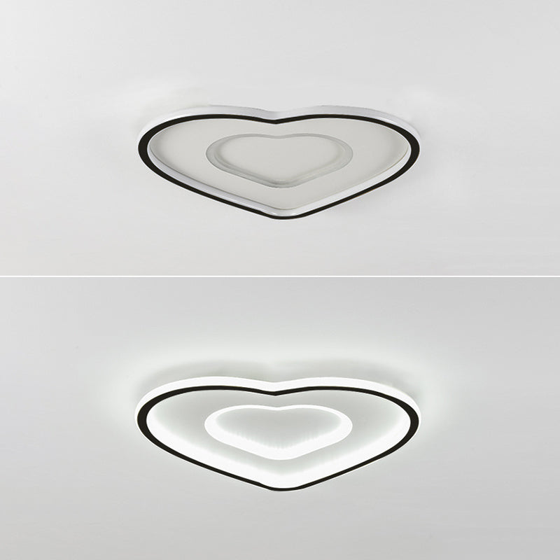 Plafonnier LED minimaliste moderne en aluminium en forme de cœur avec abat-jour en acrylique