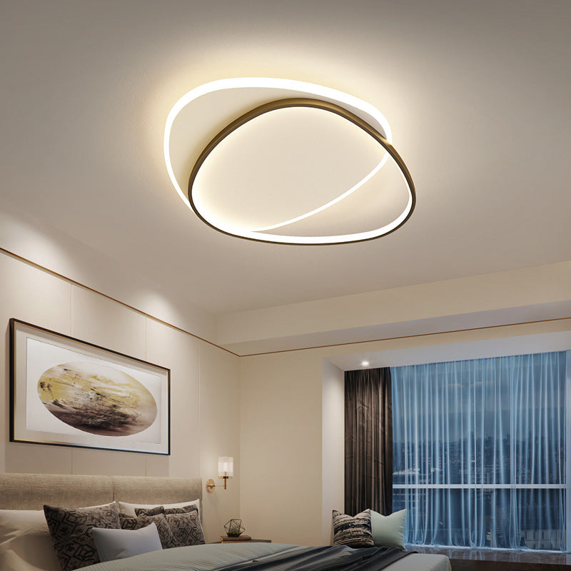 Moderne Concise Oval LED Ceiling Light Wrought Iron Flush Mount avec Acrylic Shade