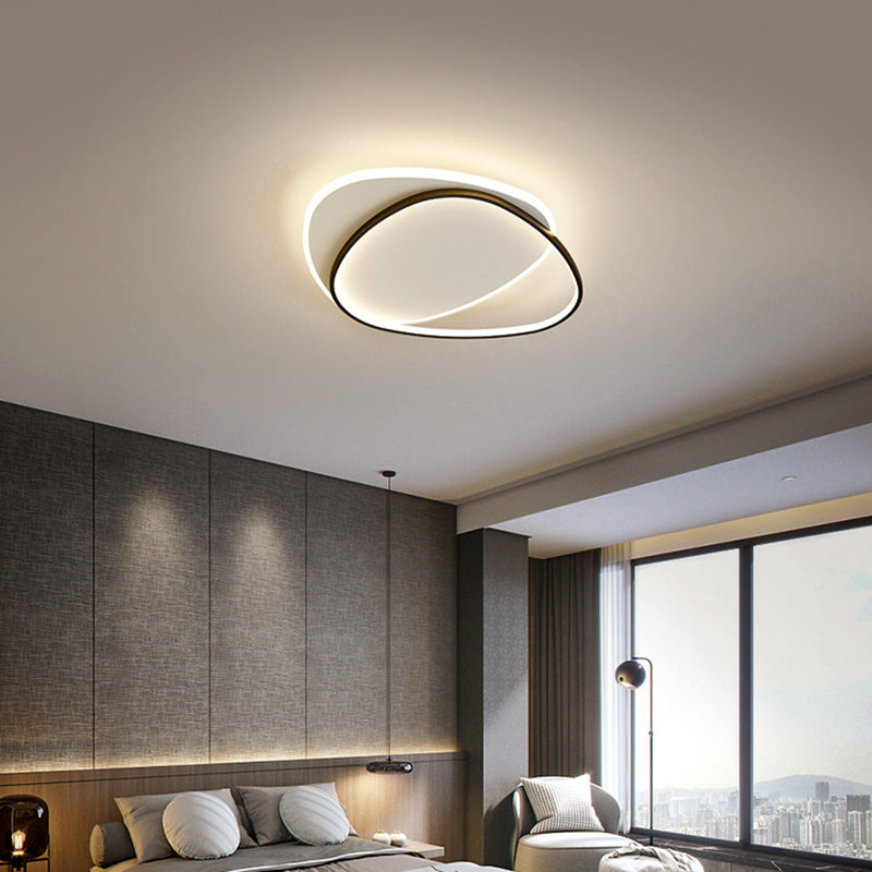 Moderne Concise Oval LED Ceiling Light Wrought Iron Flush Mount avec Acrylic Shade