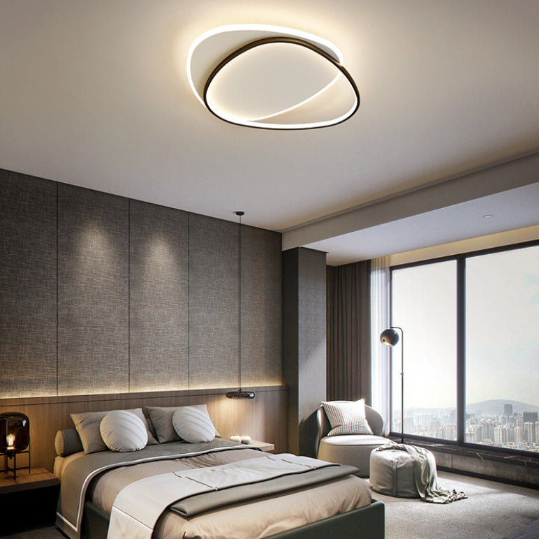 Moderne Concise Oval LED Ceiling Light Wrought Iron Flush Mount avec Acrylic Shade