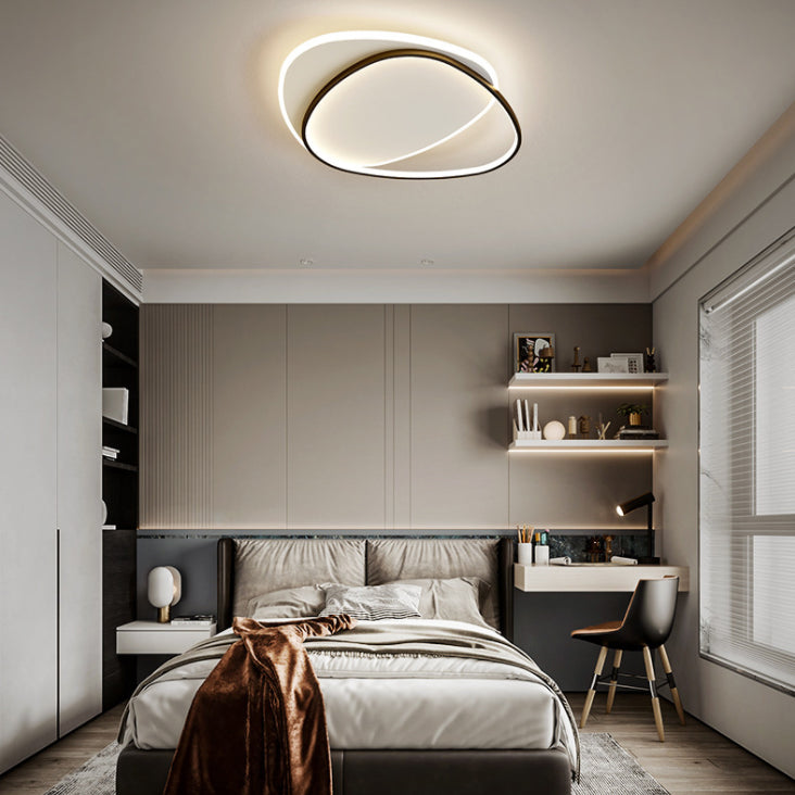 Moderne Concise Oval LED Ceiling Light Wrought Iron Flush Mount avec Acrylic Shade