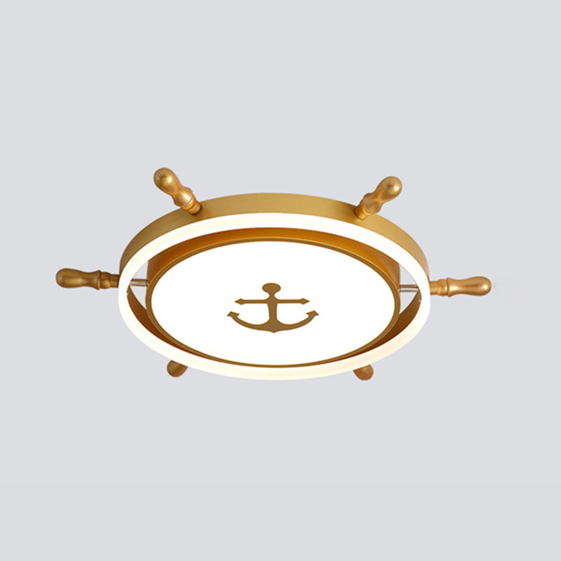 Casque d'or de style créatif pour enfants LED plafonnier encastré en fer forgé avec abat - jour acrylique