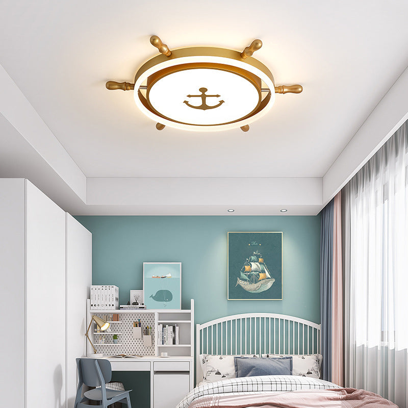 Casque d'or de style créatif pour enfants LED plafonnier encastré en fer forgé avec abat - jour acrylique