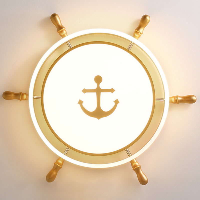 Casque d'or de style créatif pour enfants LED plafonnier encastré en fer forgé avec abat - jour acrylique