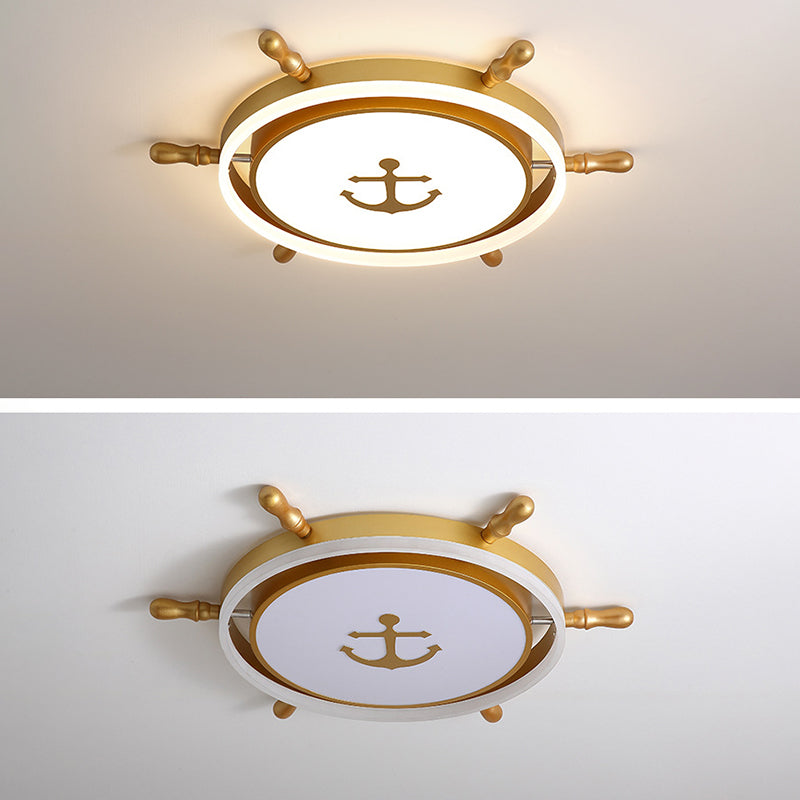 Casque d'or de style créatif pour enfants LED plafonnier encastré en fer forgé avec abat - jour acrylique