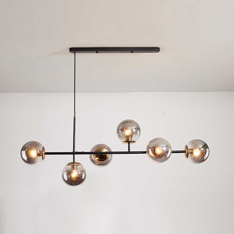Modern Creative Globe Isola Light Iron Iron a 6 luci a sospensione Light With Glass Shade