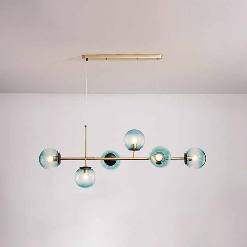 Modern Creative Globe Isola Light Iron Iron a 6 luci a sospensione Light With Glass Shade