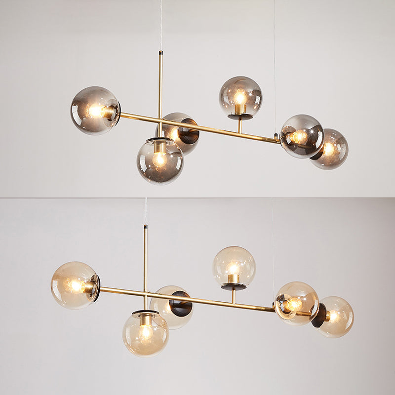 Modern Creative Globe Isola Light Iron Iron a 6 luci a sospensione Light With Glass Shade