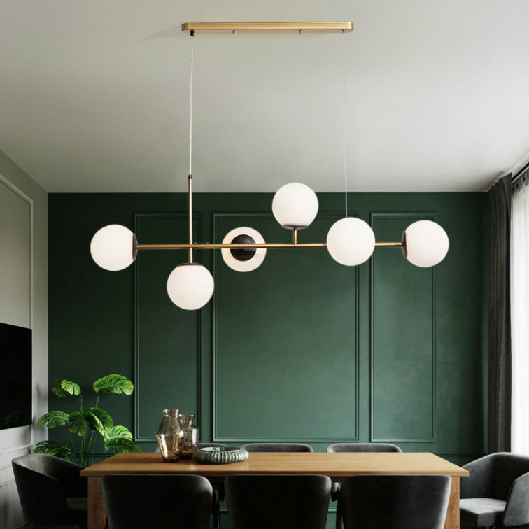 Modern Creative Globe Isola Light Iron Iron a 6 luci a sospensione Light With Glass Shade