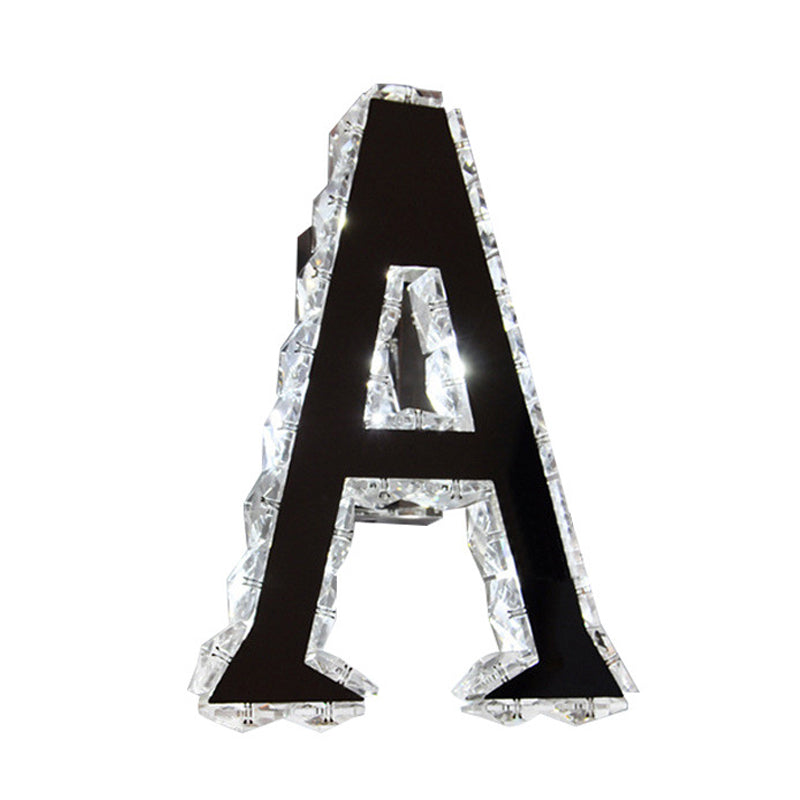 LED Store Wall Lamp Modern Black Wall Mount Light with A-Shaped Clear Crystal Shade in Warm/White/Natural Light