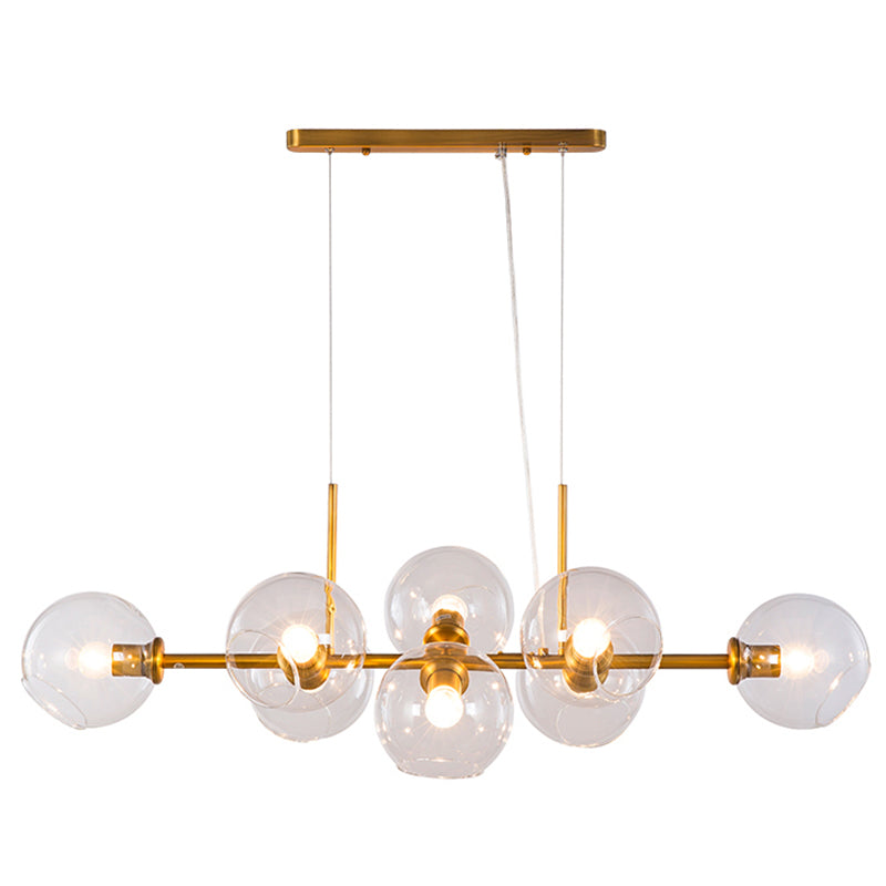 Globe 8-Light Island Light dans le style artistique moderne lampe suspendue en fer forgé avec une teinte en verre