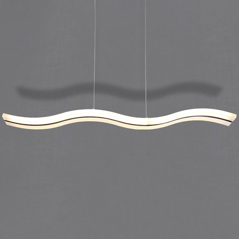 Luz de la isla LED de ola blanca en moderna luz colgante de acero inoxidable de estilo conciso con sombra acrílica