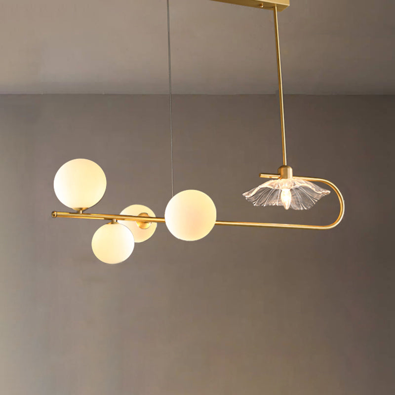 Luz de lámpara de vidrio lineal de iluminación de la isla dorada para el comedor para comedor