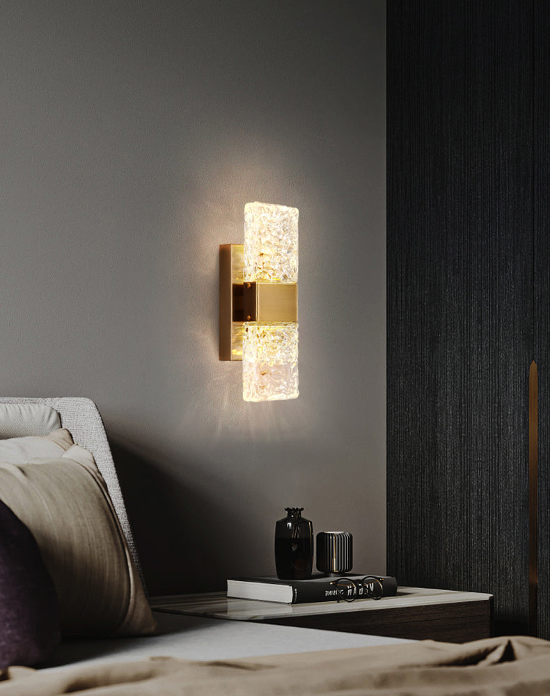 Cristal posmoderno 1 luces de pared de pared de pared de pared rectangular para dormitorio