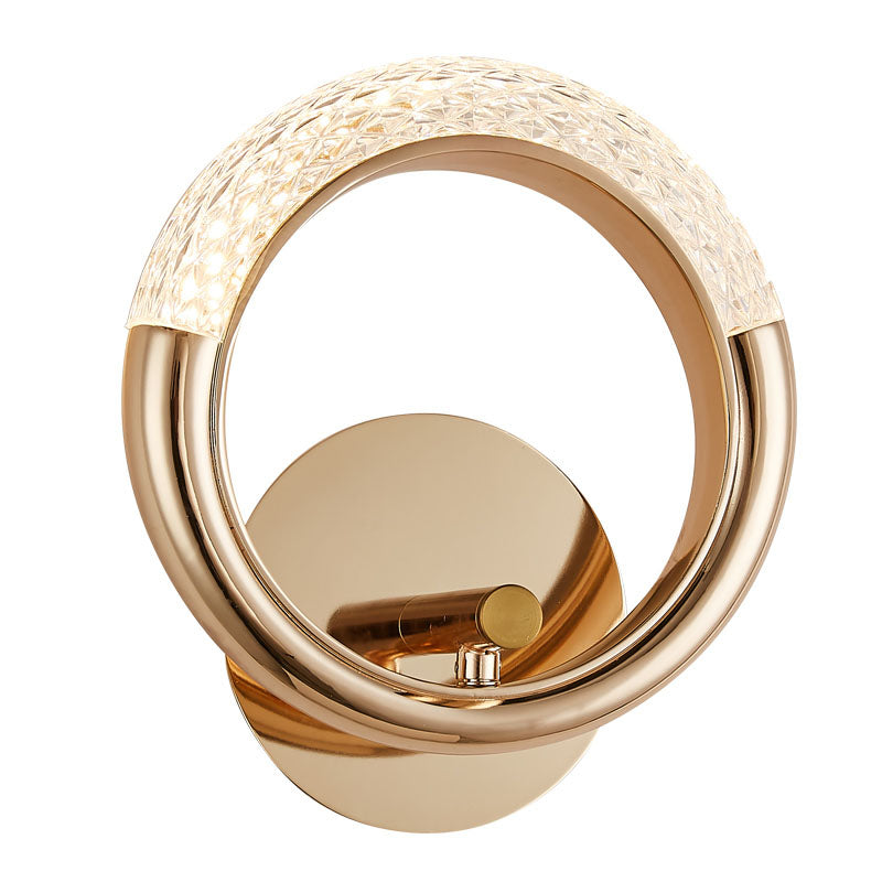 Lámparas de pared acrílica de círculo dorado lámpara de montaje de pared moderna de 1 luces para sala de estar