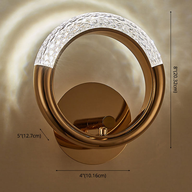 Lámparas de pared acrílica de círculo dorado lámpara de montaje de pared moderna de 1 luces para sala de estar