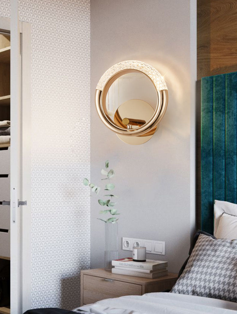 Gold Circle Acrylic Wall Lamps 1-Light Modern Wall Mount Lamp for Living Room