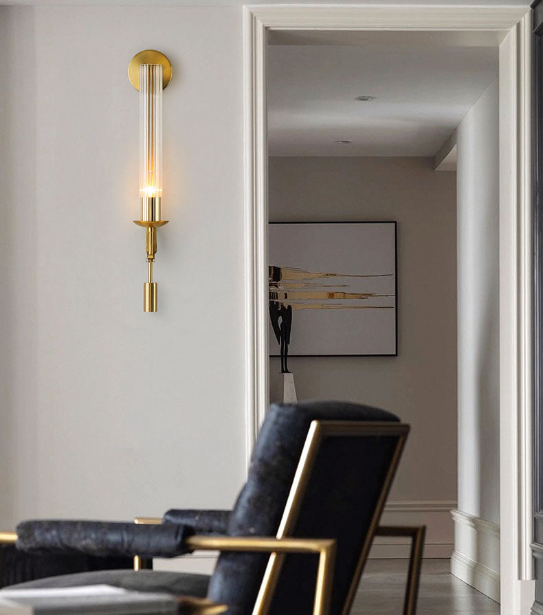 Contemporary Armed Wall Mounted Light Fixture 1-Light Glass Sconce Light for Bedroom