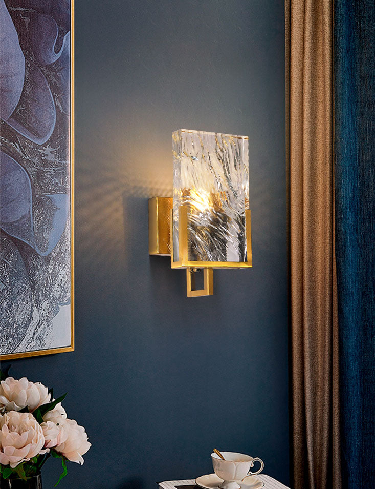 1 Lichtgold zeitgenössische Wandbeleuchtung Kristallquadrat-Wandbeleuchtung für Schlafzimmer
