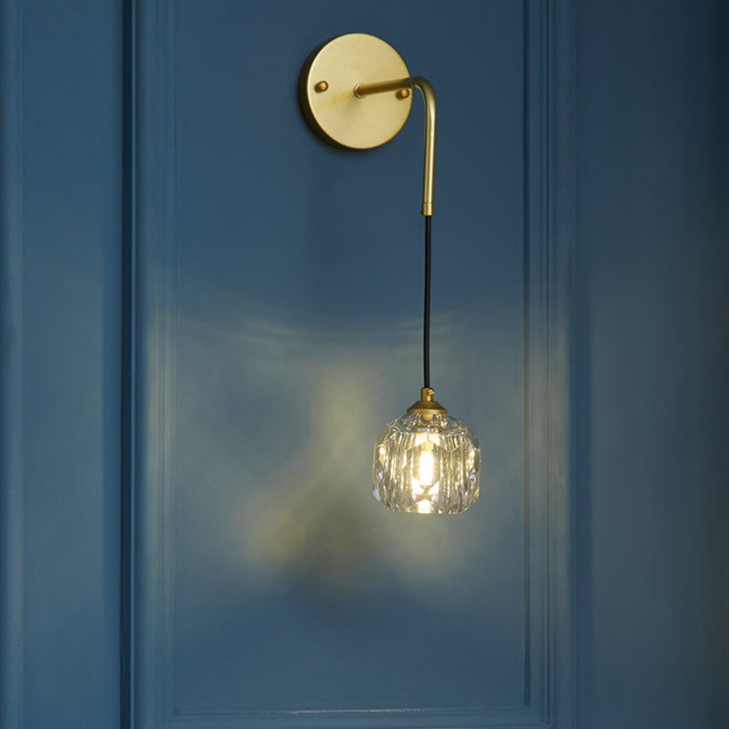 1-Light Contemporary Crystal Wall Sconce Armed Wall Light Lamp for Bedroom
