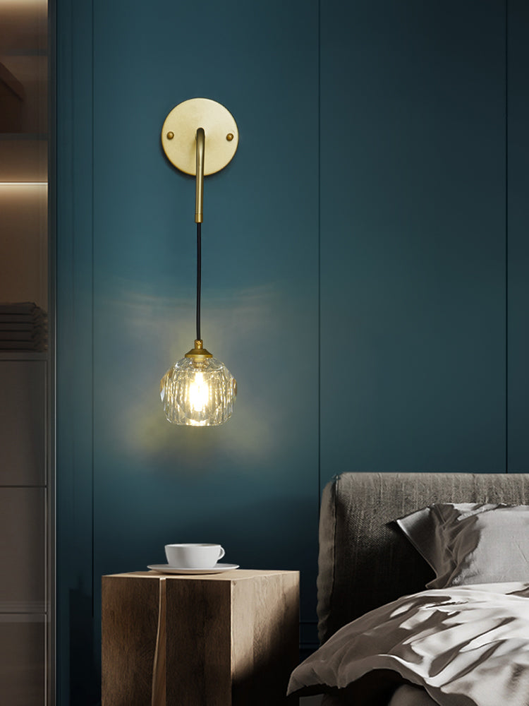 1-Light Contemporary Crystal Wall Sconce Armed Wall Light Lamp for Bedroom