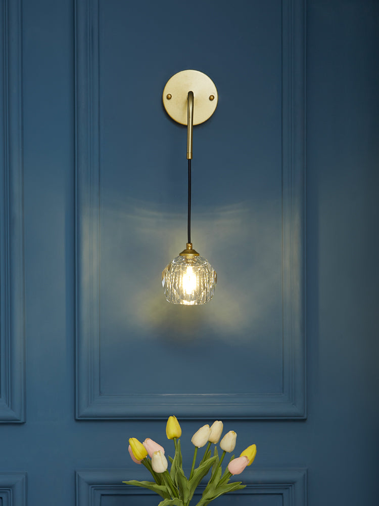 1-Light Contemporary Crystal Wall Sconce Armed Wall Light Lamp for Bedroom