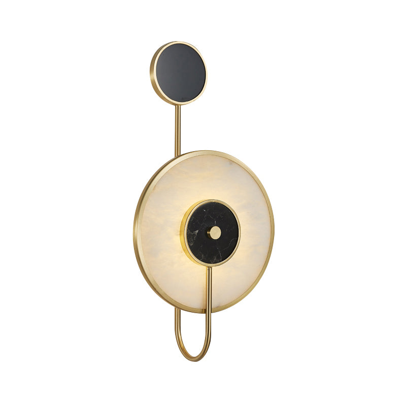 Contemporary Stone Wall Lighting 1-Light Circle Sconce Light for Living Room