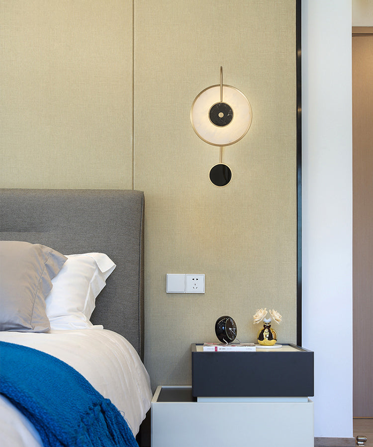 Contemporary Stone Wall Lighting 1-Light Circle Sconce Light for Living Room