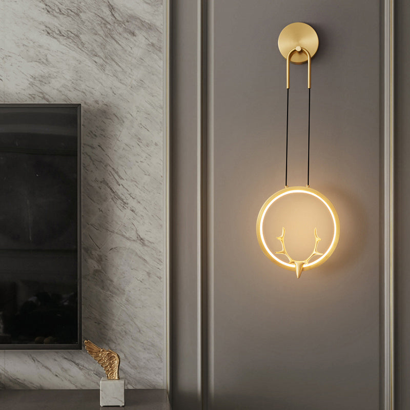 1 lumière en métal contemporain luminaire mural luminaire des bois lampe pour chambre à coucher