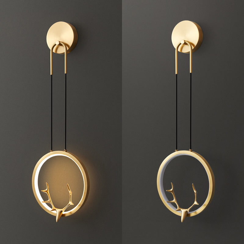1-Licht Metall zeitgenössische Wandleuchte Antlers Schaftlampe für Schlafzimmer