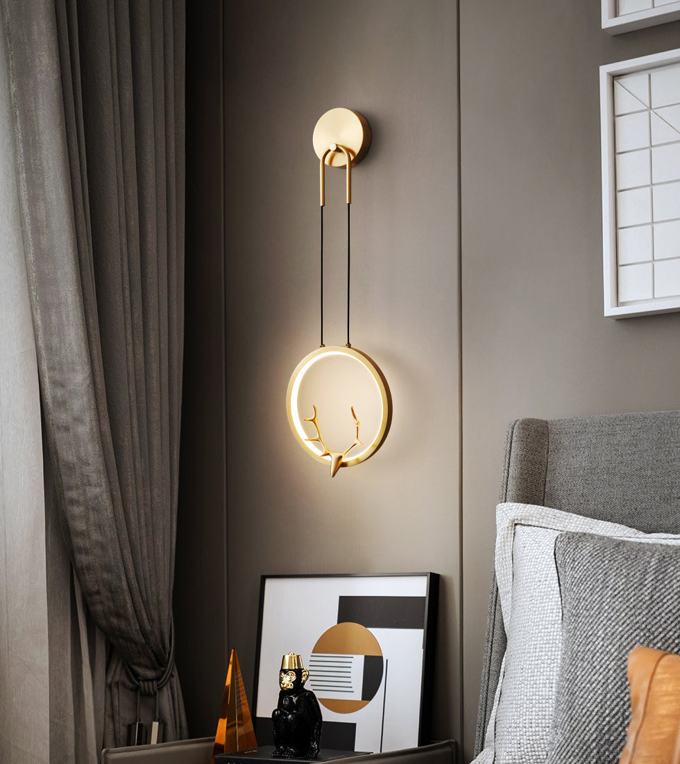 1 lumière en métal contemporain luminaire mural luminaire des bois lampe pour chambre à coucher