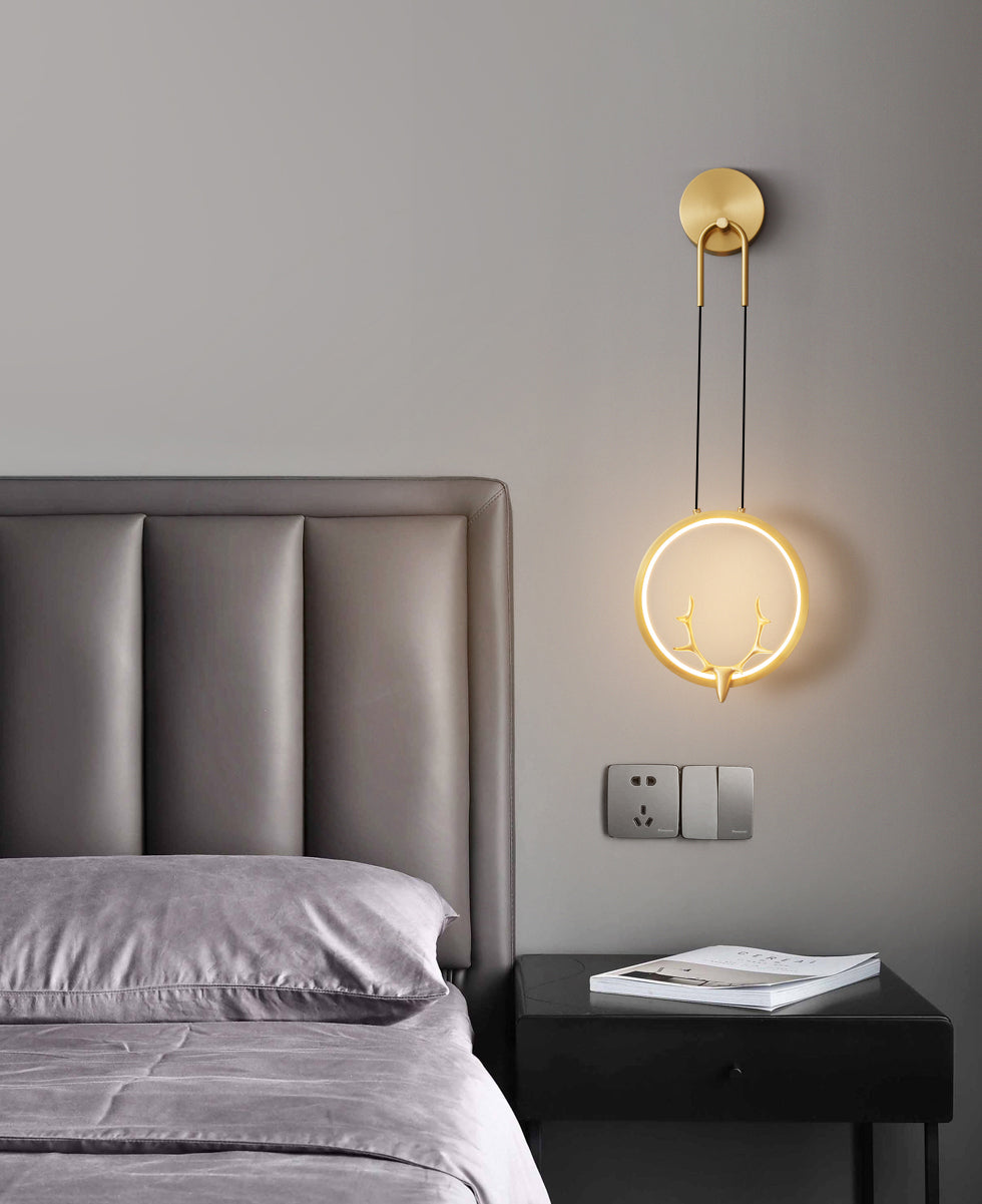 1 lumière en métal contemporain luminaire mural luminaire des bois lampe pour chambre à coucher