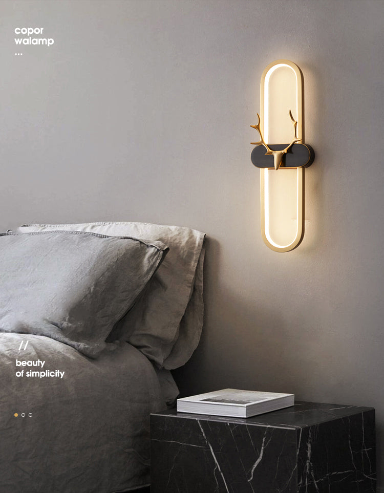 Copper Antlers Wall-Mounted Light Metal Wall Light Sconces for Bedroom