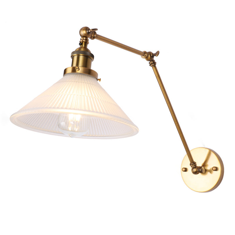 Vintage Industrial Cone Leuchte Leuchte Metall 1-Licht Wandleuchte in Messing und Weiß