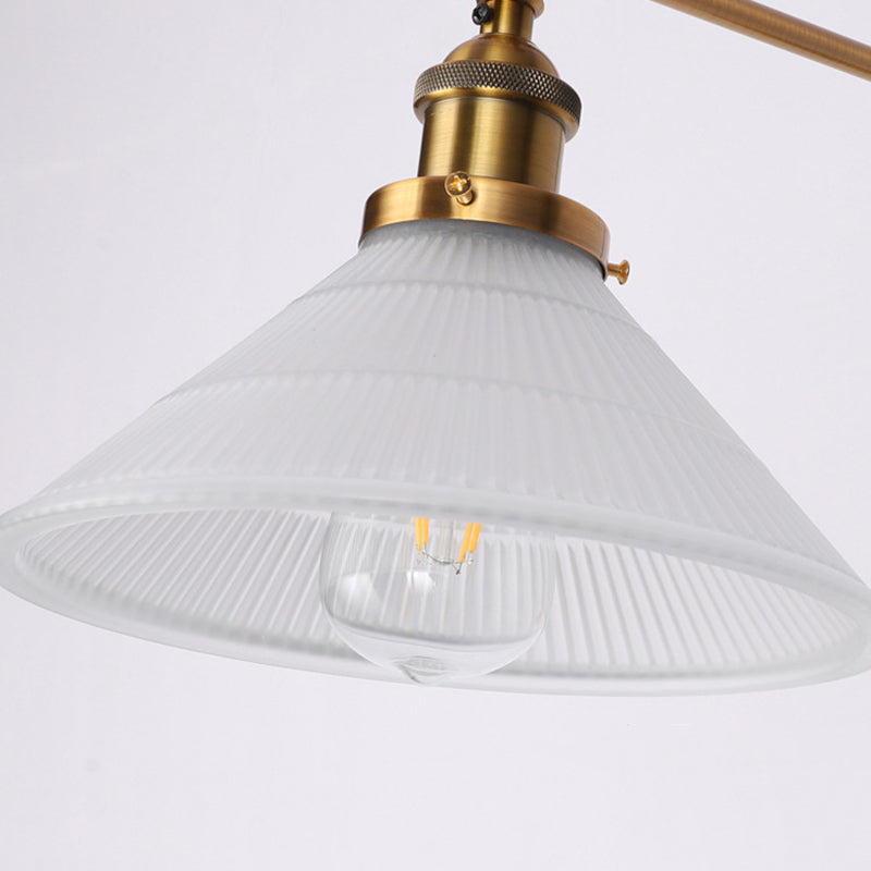 Vintage Industrial Cone Leuchte Leuchte Metall 1-Licht Wandleuchte in Messing und Weiß