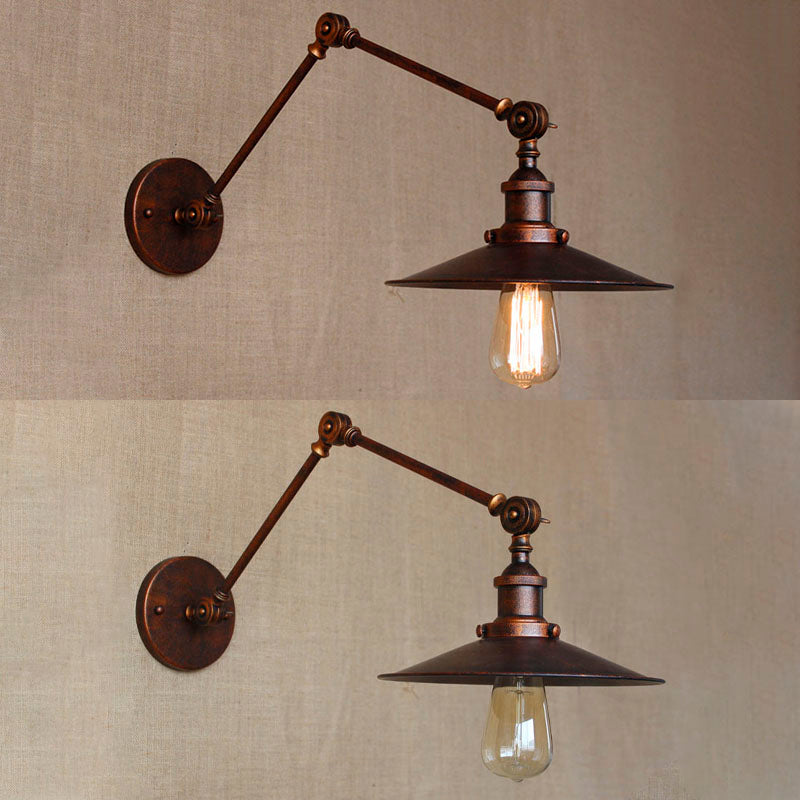 Industrielle Scheune Schwung Arm Saftleuchten Metall 1-Licht-Wandlampe in Chrom und Schwarz