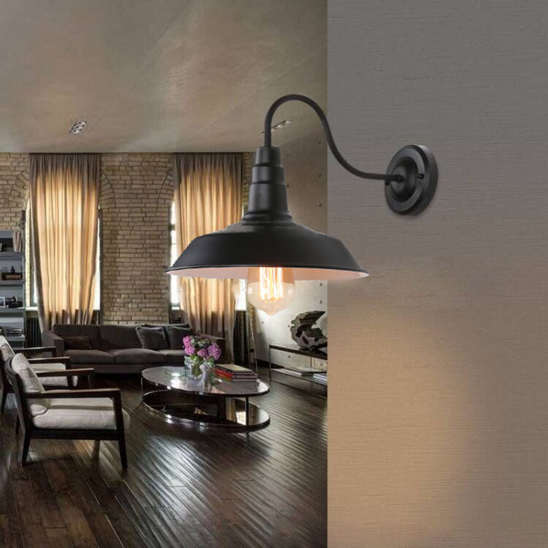 Wölbende Wandleuchte leichte industrielle Eisen 1-Licht-Wandbeleuchtung in Schwarz
