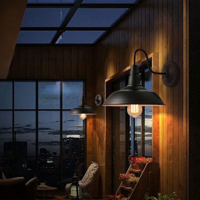 Wölbende Wandleuchte leichte industrielle Eisen 1-Licht-Wandbeleuchtung in Schwarz