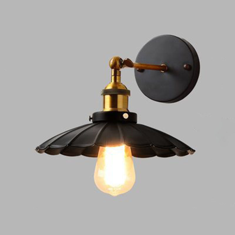 Lámpara de pared de la pared de cono industrial lámpara de metal de 1 luces de 1 luces en negro
