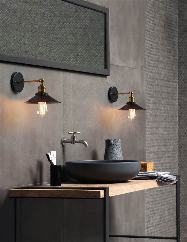 Lámpara de pared de la pared de cono industrial lámpara de metal de 1 luces de 1 luces en negro