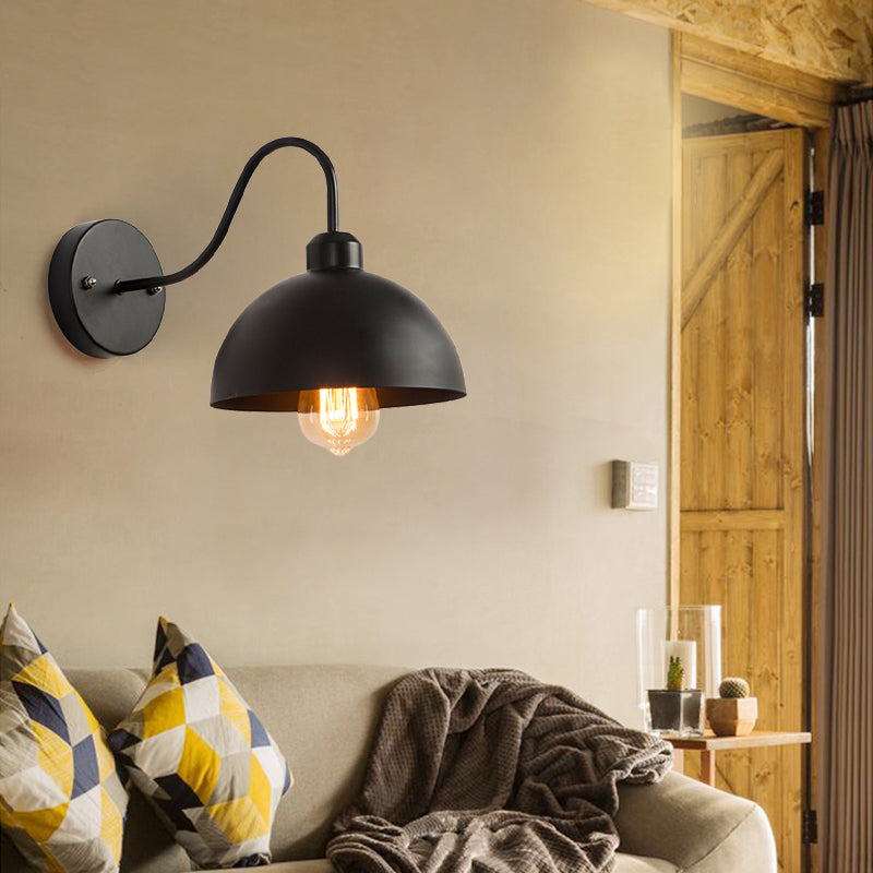 Schwarzer Dom Schattenbad Leuchte Industriemetall 1-Licht-Wandmontageleuchte