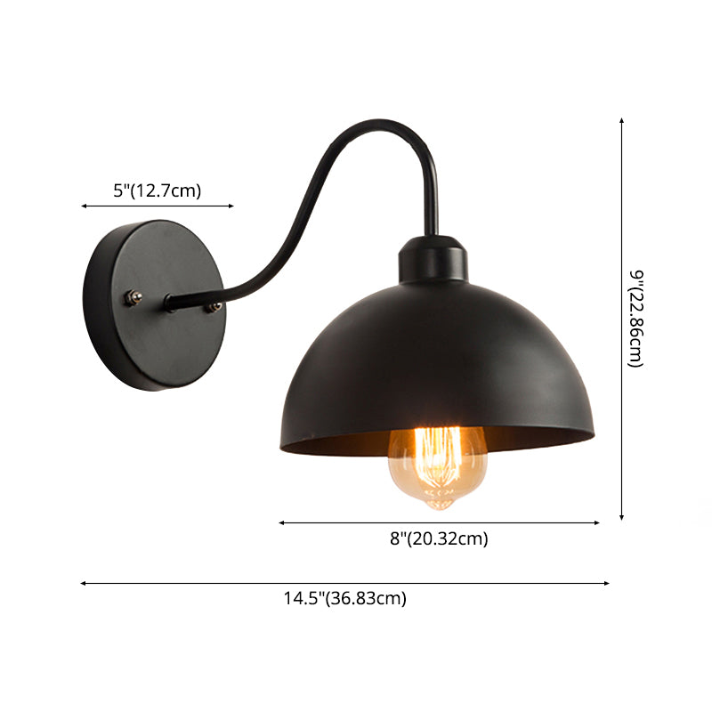 Schwarzer Dom Schattenbad Leuchte Industriemetall 1-Licht-Wandmontageleuchte