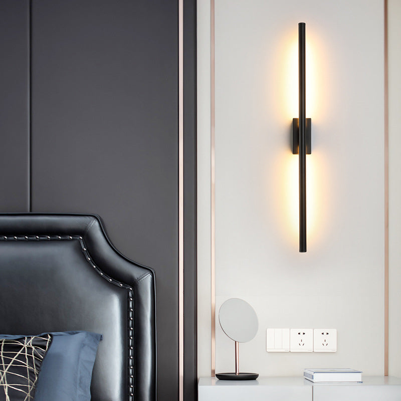 Sconce da parete lineare a 1 luce moderna moderna illuminazione da parete in vetro in stile semplice in nero