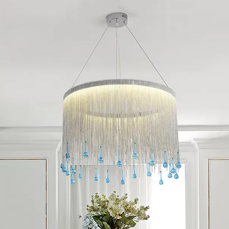 Luminaire de lustre en métal LED Countryside argent / chaîne dorée de la chaîne de salon plafond plafonnier, 16 "/19,5" /23,5 "de largeur