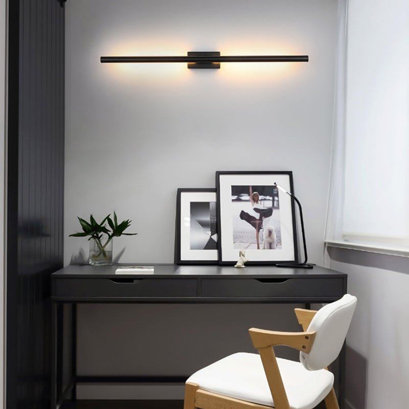 Sconce da parete lineare a 1 luce moderna moderna illuminazione da parete in vetro in stile semplice in nero